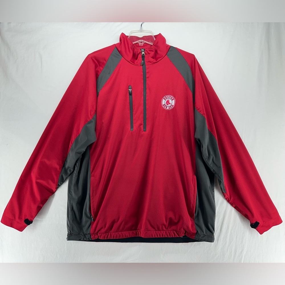 Boston Red Sox 1/4 Zip Pullover Men XL‎ Red Gray Long Sleeve